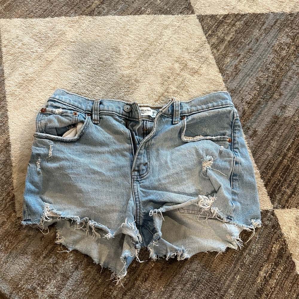 Abercrombie & Fitch Light Blue Distressed Jean Shorts